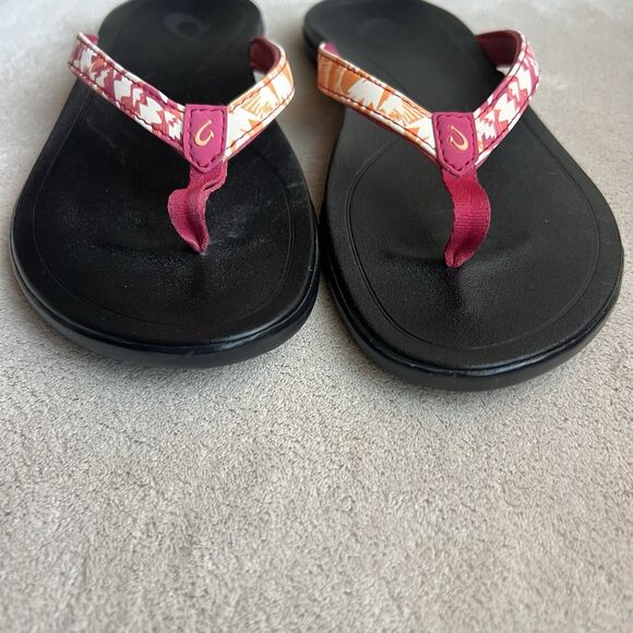 Olukai Ho'opio Tropical Print Thong Flip Flop Sandals Women 5-6 Casual Beach - Picture 8 of 14
